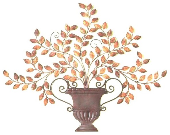 Tuscan Metal Wall Art tuscan antique brown iron and tole leaf urn wall plaque Tuscan Metal Wall Art tuscan antique brown iron and tole leaf urn wall plaque