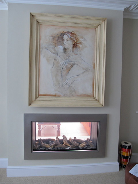 double-sided fireplace eklektisk-dagligstue