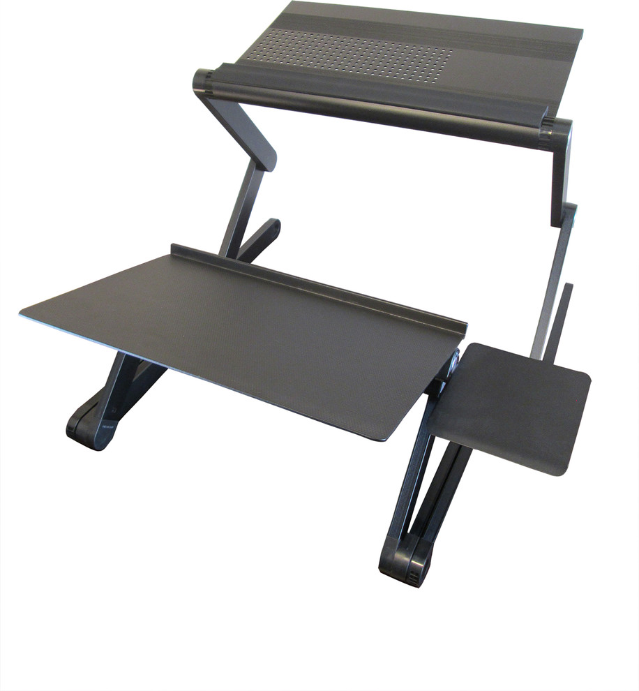 Workez Standing Desk Conversion Kit, Negative Tilt Keyboard Tray, Black