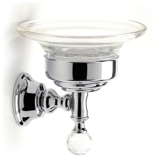 Wall Mounted Clear Glass Soap Dish with Crystal Traditional Soap