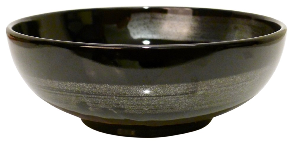 Glossy Black Porcelain Serving Bowls, 8"