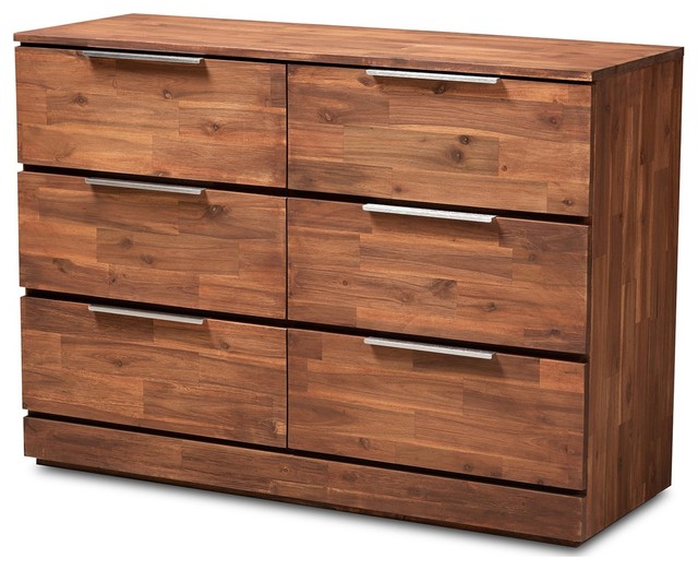 Baxton Studio Austin Caramel Brown Finished 6 Drawer Wood Dresser