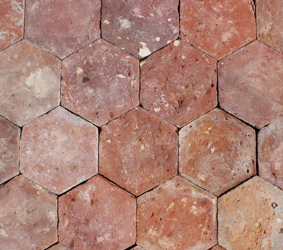 6"x6" Reclaimed French Terracotta Hexagonal, Set of 450 - Traditional