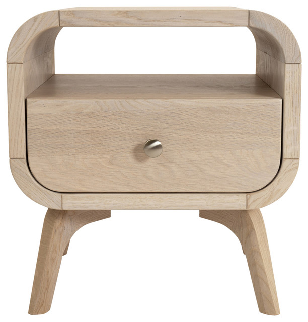 Adriana 1Drawer Bedside Table Solid Oak Wood Midcentury