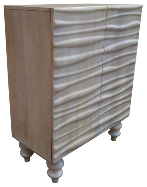 2 Door Wooden Console Table with Wavy Pattern Fronts, White ...