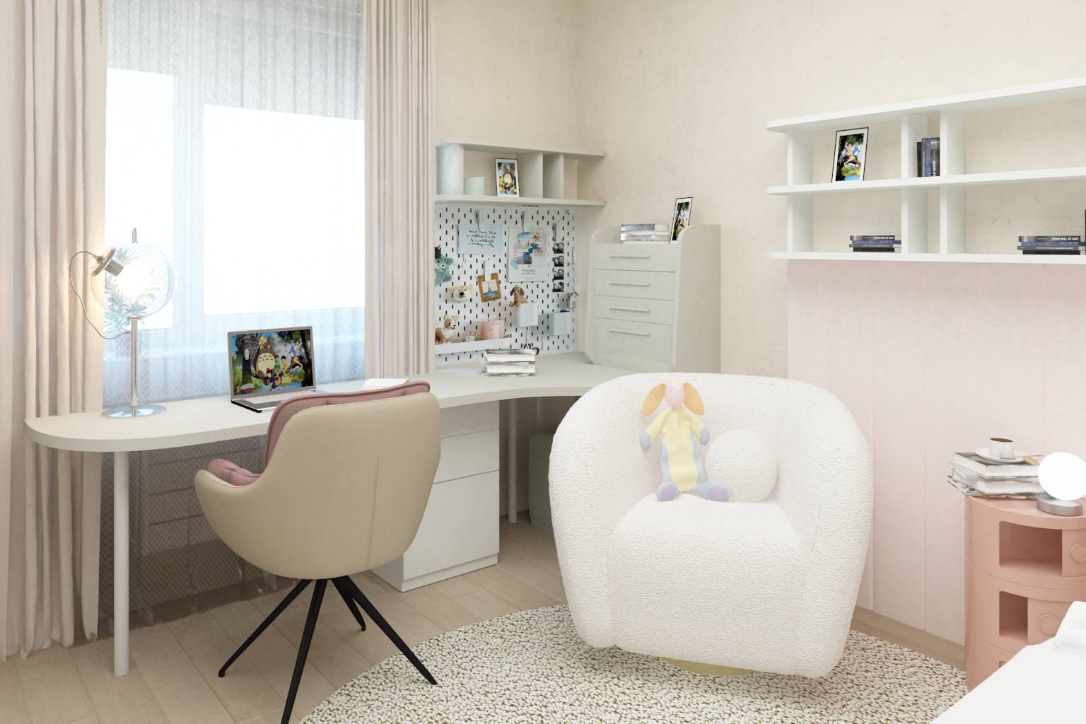 Реновация спальни девочки, ул. Скочилова. Совместный проект с В. Кархалевой