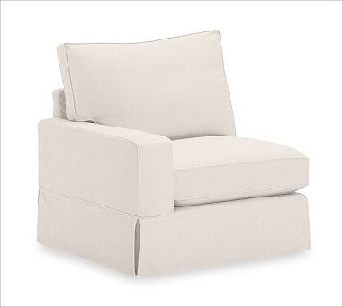 PB Comfort Square Left Armchair, Polyester Wrap Cushions, Twill Cream