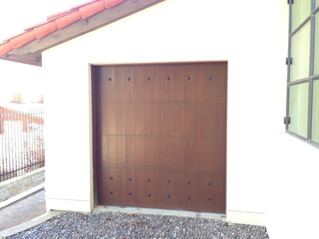 Spanish Cedar Doors With Clavos Southwestern Garage Austin