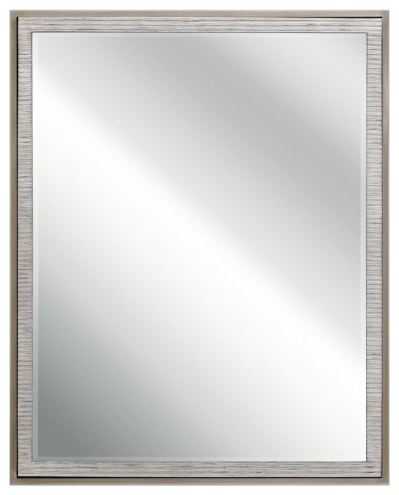 Rustic Rectangular Decorative Wall Mirror Line Pattern Steel Borders 24