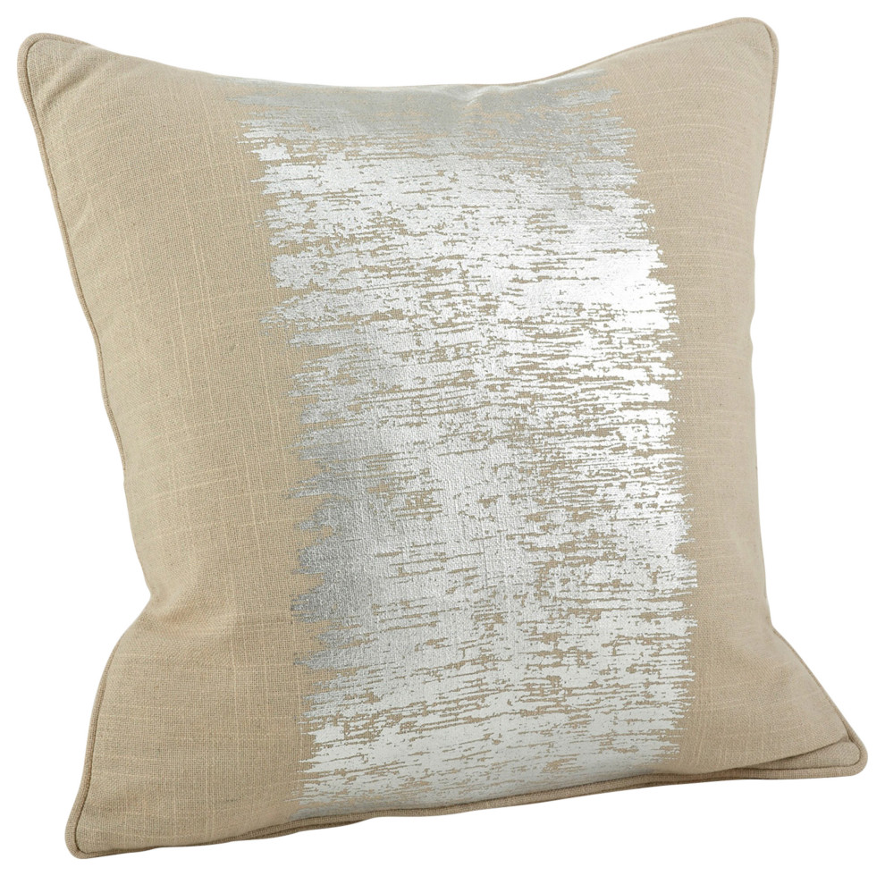 Metallic Banded Design Throw Pillow With Down Filling