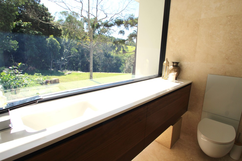 Inspiration for a contemporary powder room in Brisbane.