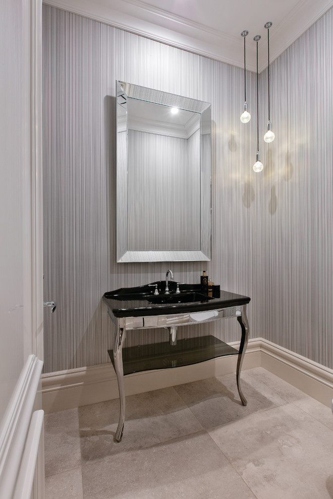 Design ideas for a traditional powder room in Melbourne.
