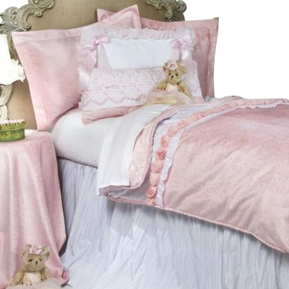 Anastasia French Pink Velvet with White Crinkle Header Children's Duvet