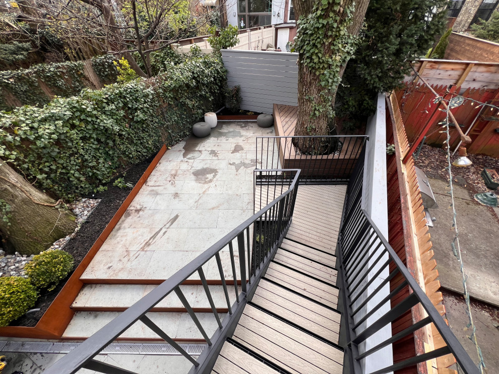 Park Slope backyard corten planters