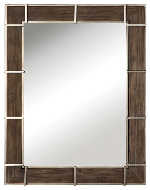 Rustic Contemporary Wood Metal Wall Mirror Classic Dark Rustic Contemporary Wood Metal Wall