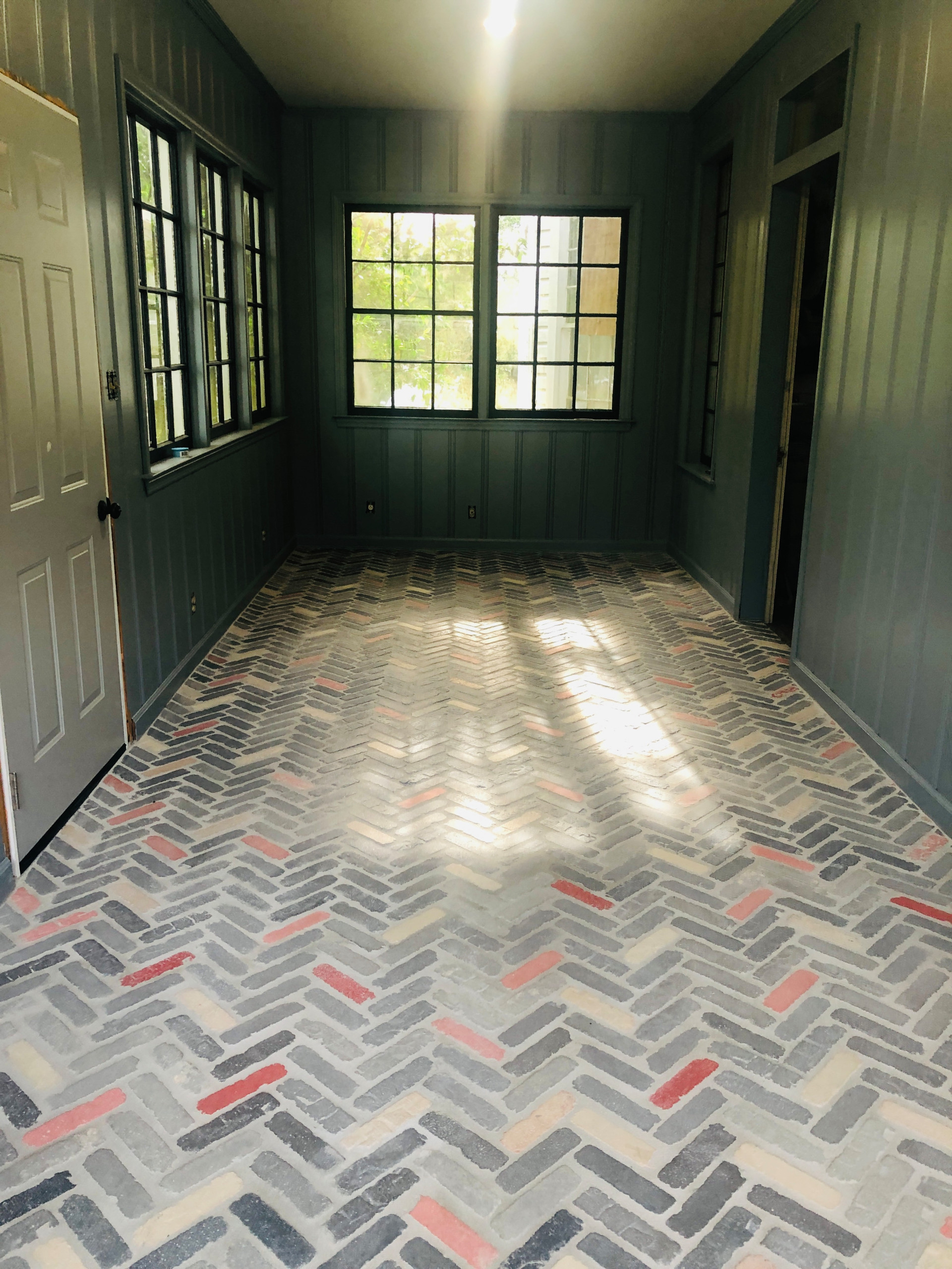 Handmade Brick Pavers in Herringbone Pattern