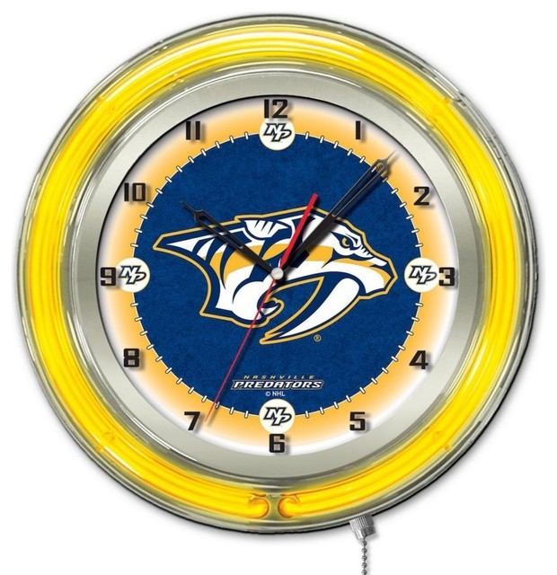 Nashville Predators 19" Neon Clock Contemporary Wall Clocks by