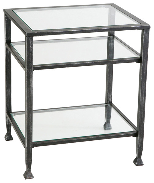 Symon Metal/Glass Bunching End Table Transitional Side Tables And