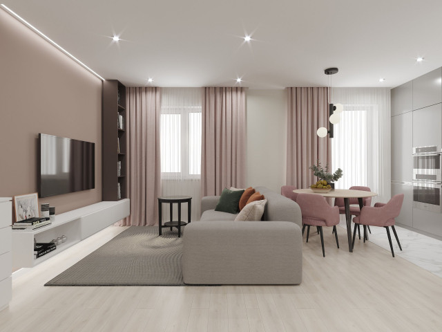 Compact Studio Apartment modern-vardagsrum