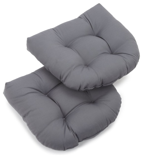 19" UShaped Twill Tufted Dining Chair Cushion, Set of 2 Contemporary