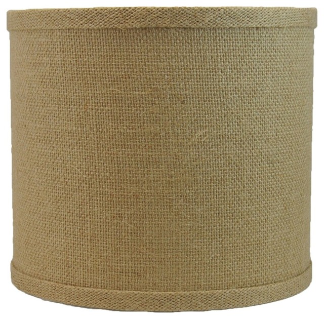 Classic Drum Burlap Lampshades, 8" Farmhouse Lamp Shades by