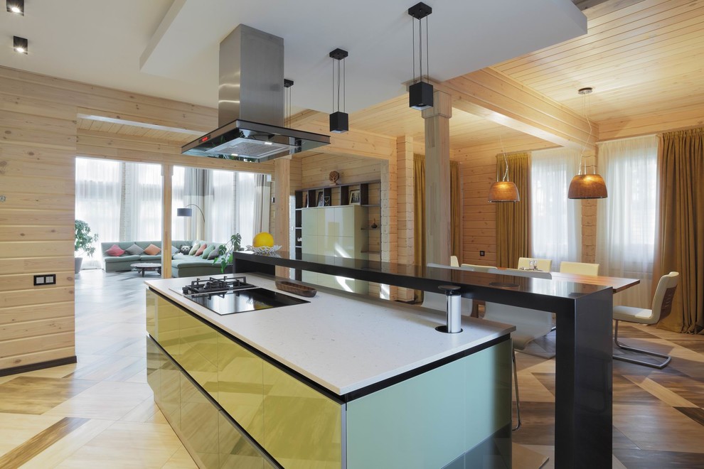 Дом из клееного бруса с кухней от Scavolini