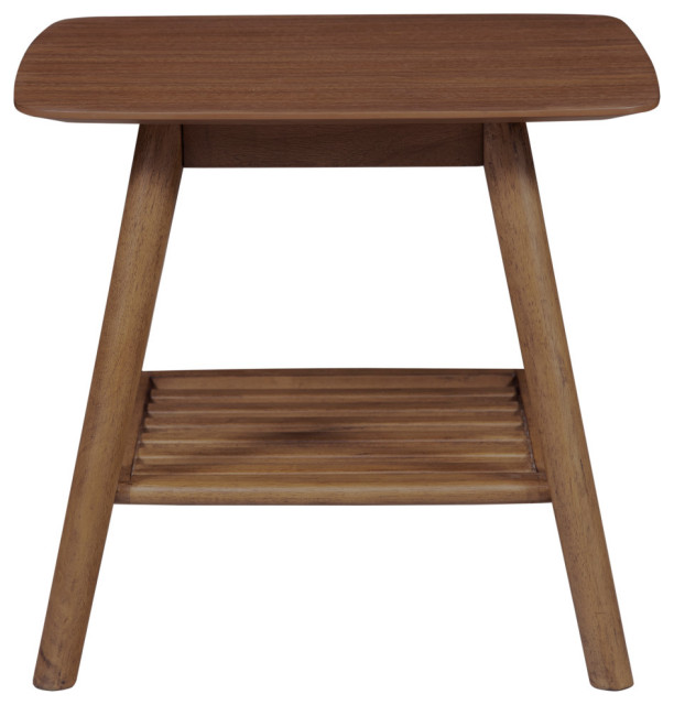 Walnut End Table With Shelf 24x24 Midcentury Side Tables And End
