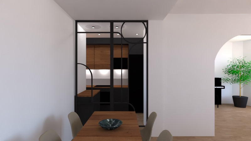 VUE 3D ENTREE CUISINE : MENUISERIE sur mesure