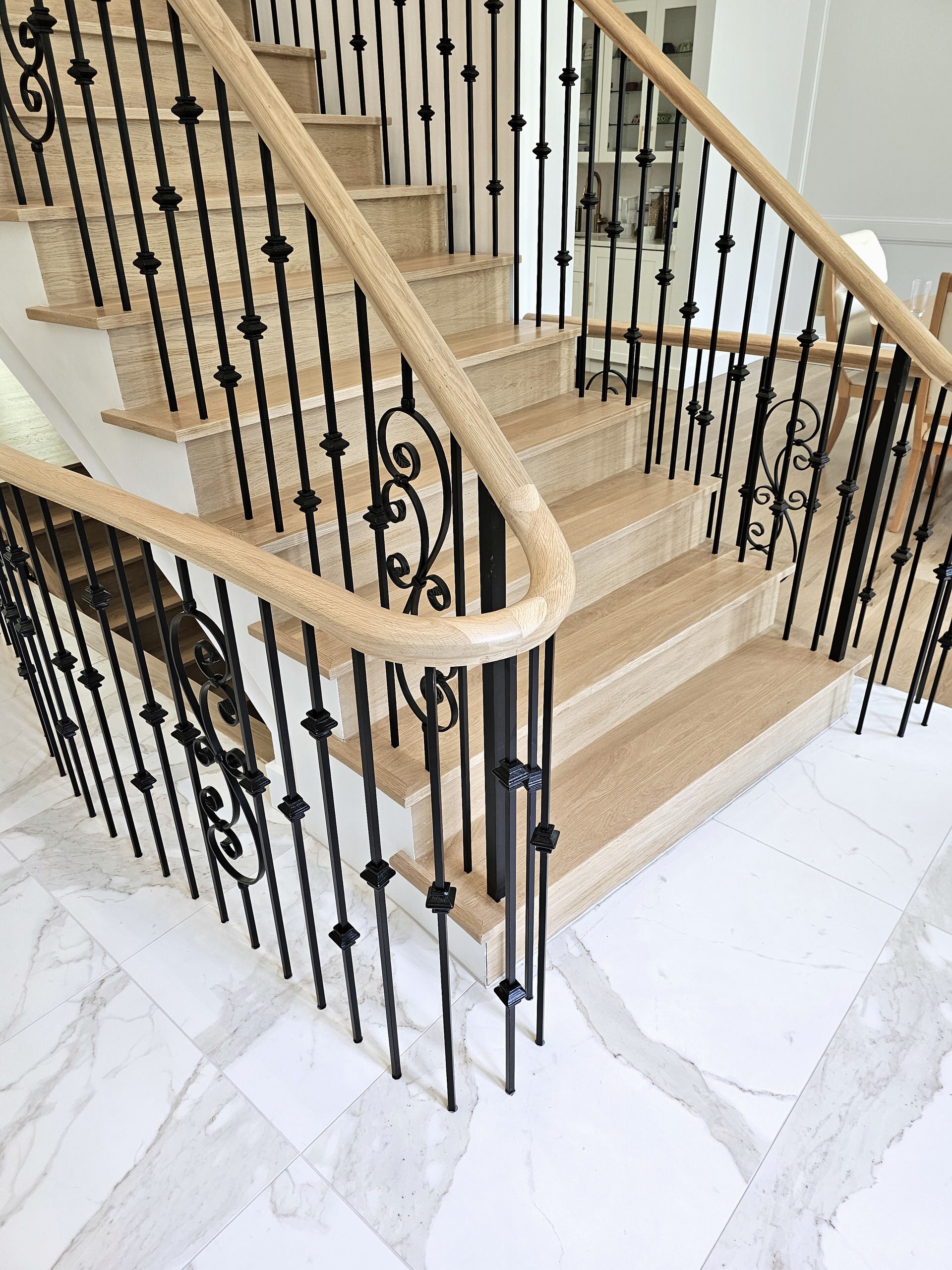 120_Luxurious White Oak Stair with Iron Balusters, Great Falls, 22066