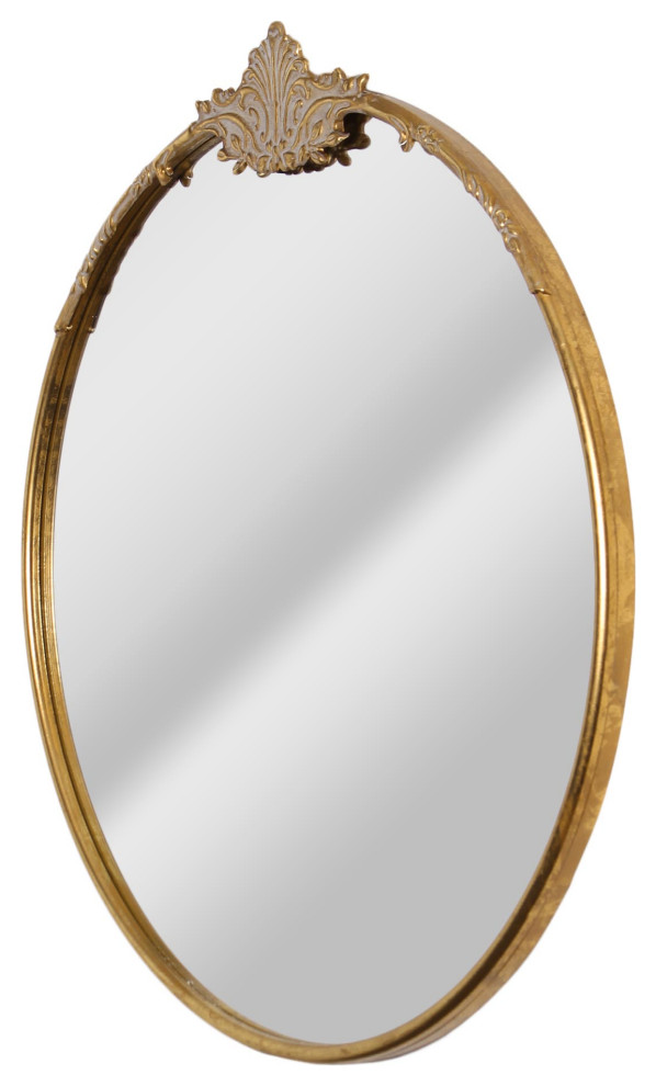 Head West Antique Gold Round Ornate Metal Accent Wall Mirror