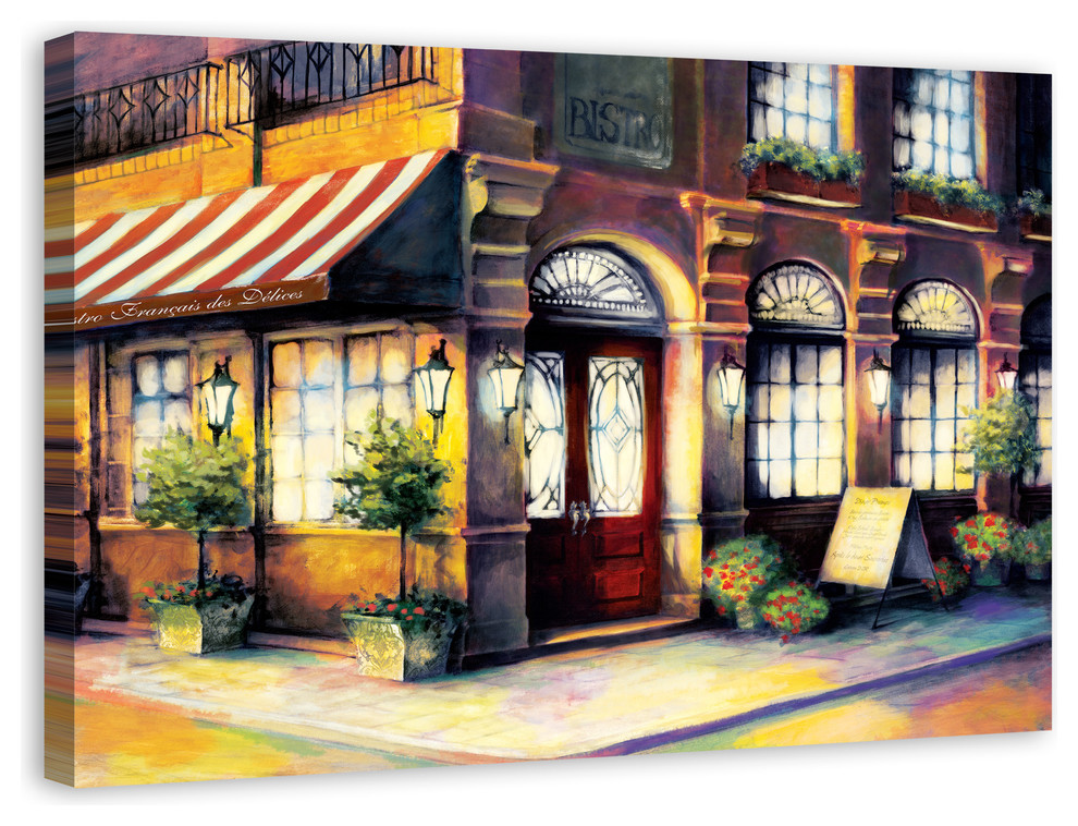 "French Storefront Bistro" Canvas Wall Art, 48"x32", 48x32 Farmhouse