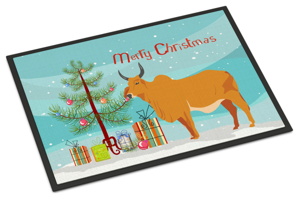 Caroline's TreasuresZebu Indicine Cow Christmas Doormat 18x27 Multicolor
