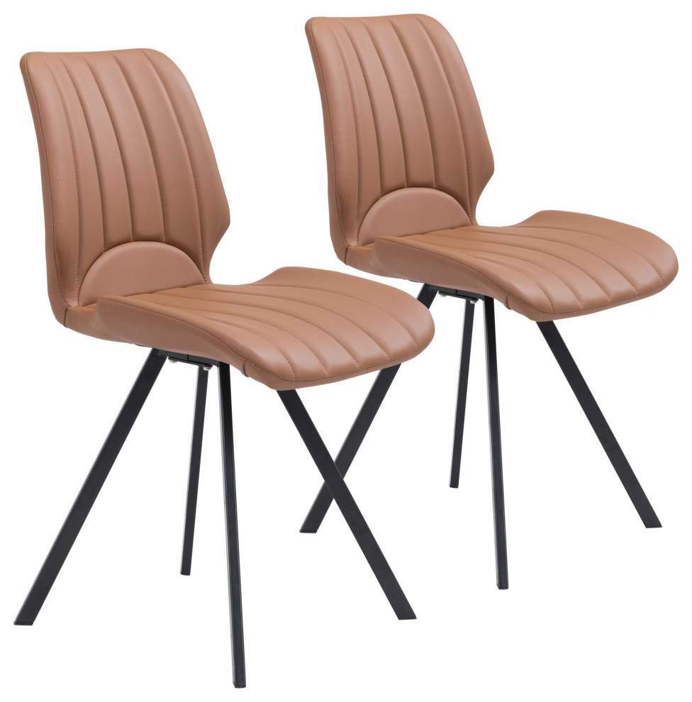 Set of Two Patterned Light Brown Dining Chairs Midcentury Dining Chairs by UStradeENT LLC