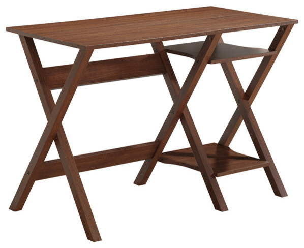 Techni Mobili Stylish Workstation With Side Shelves Oak Techni Mobili Stylish Workstation With