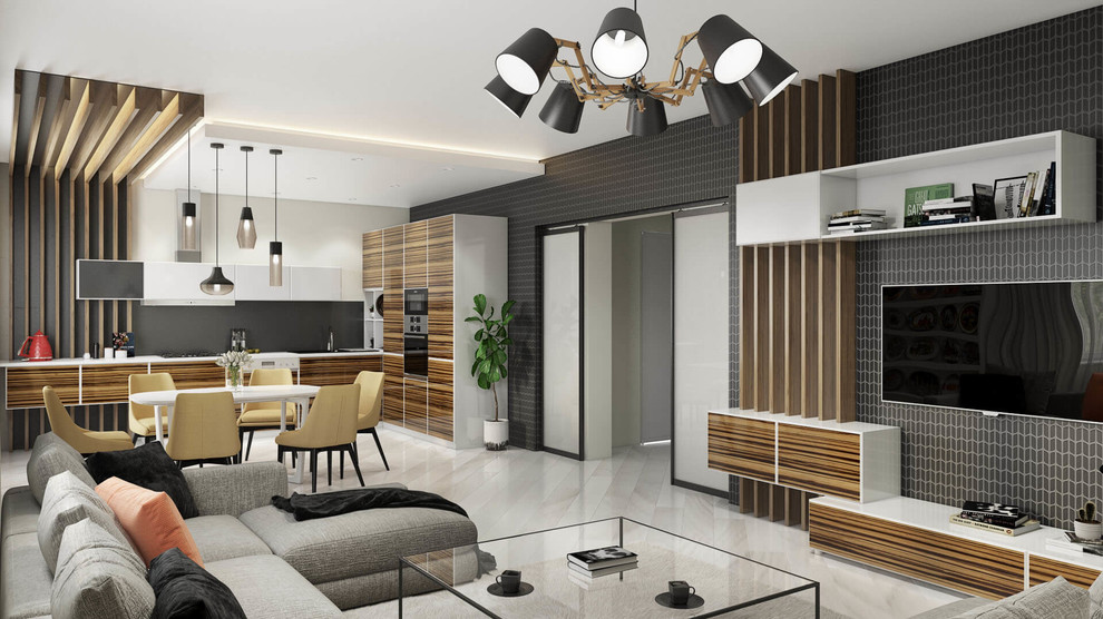 Дизайн интерьера кухни-гостиной