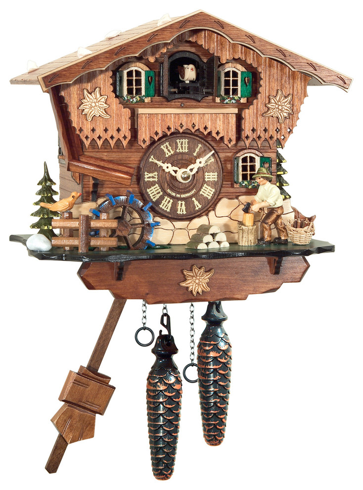 Water Wheel Engstler BatteryOperated Cuckoo Clock Full Size Rustic
