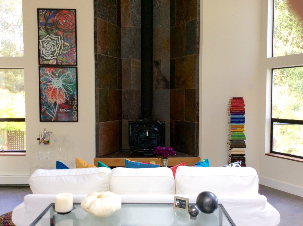 Adding color to the dark fireplace