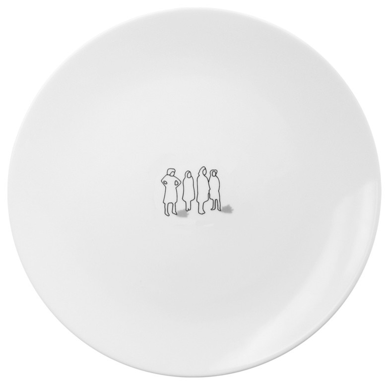 Ink Dish Alyson Fox Tug 10-Inch Dinner Plates, Set of 4