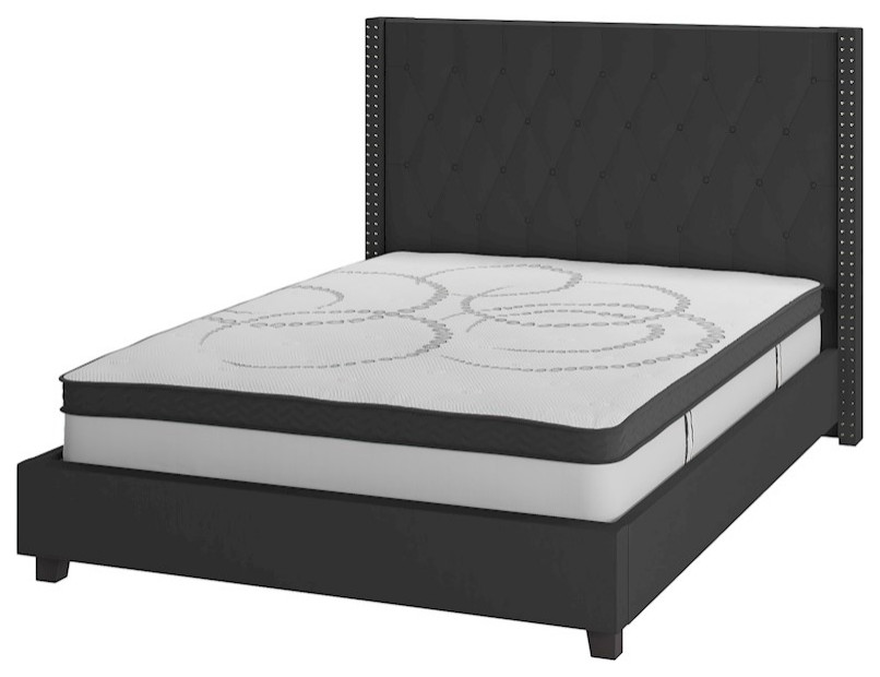 Flash Furniture Riverdale Full Platform Bed Set, Black, HG-BM10-38-GG