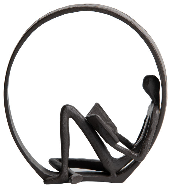 Danya B. Contemporary Encircled Reader Cast Iron Sculpture Statue ...