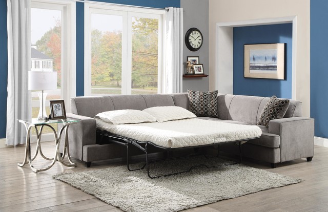 Tess Modern Grey Sectional Sofa With Sleeper 1530 90