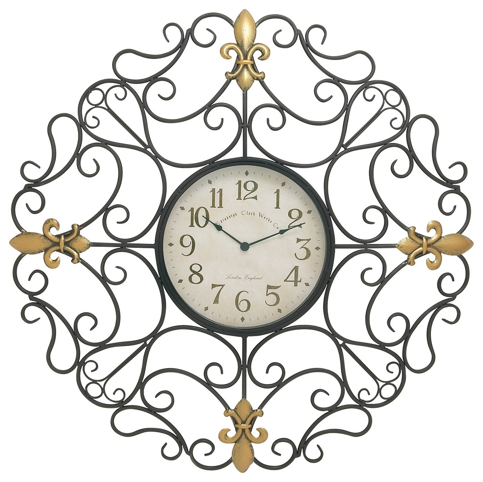 Great Outdoors Metal Outdoor Scroll Wall Clock, MultiColor Modern
