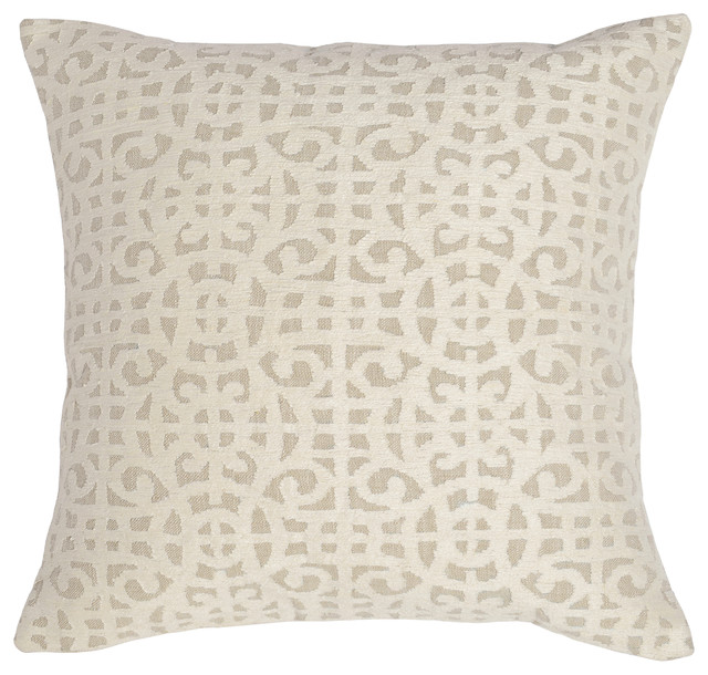Kosas Home Millie Embroidered 22" Throw Pillow, Natural