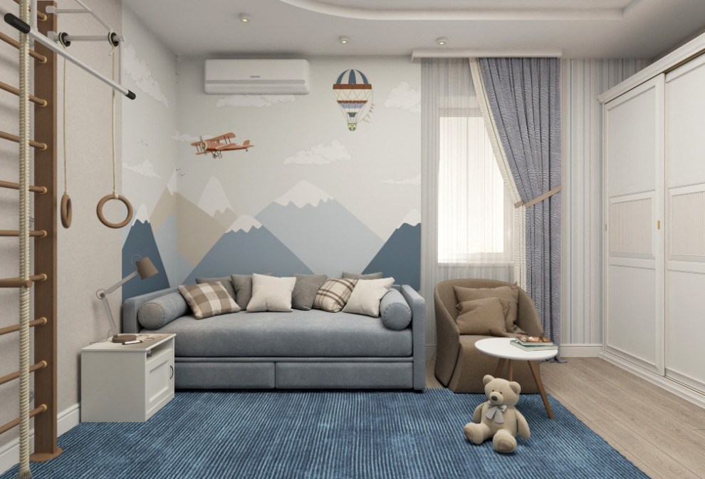 Детская комната для мальчика с применением фотообоев