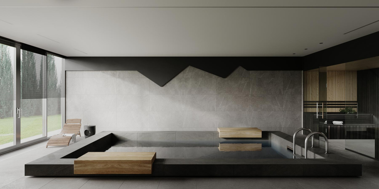 Зал с бассейном в проекте Дом-Баня