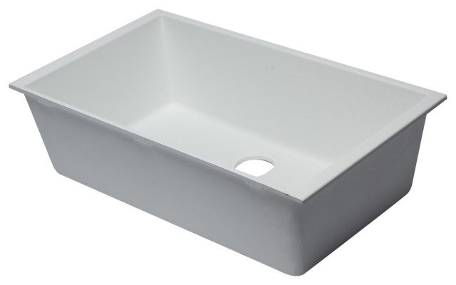 AB3322UM-W White 33" Single Bowl Undermount Granite Composite Kitchen Sink