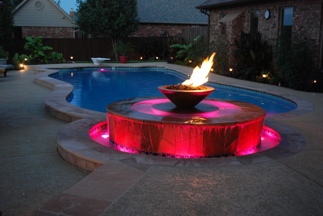 Fire Fountain - Modern - Pool - Oklahoma City - by J. Allen Designs