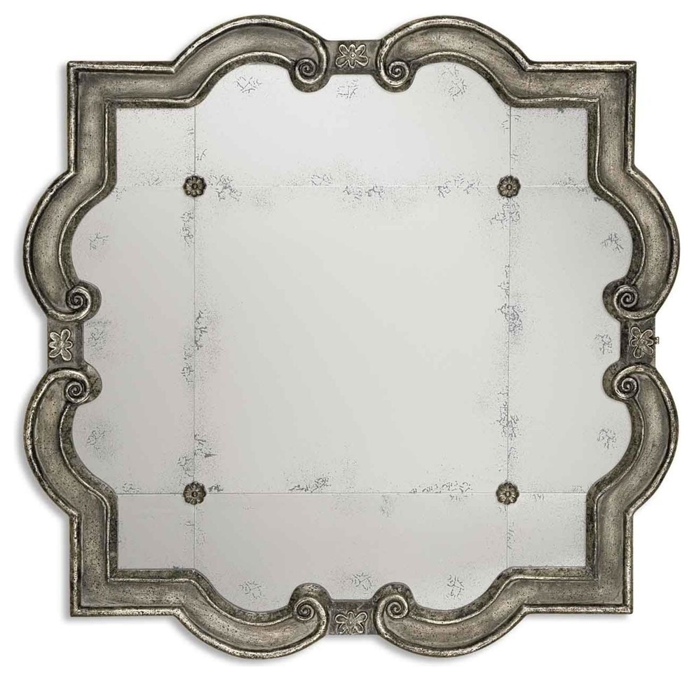 Ornate "Quatrefoil" Oversize Mirror Mediterranean Wall Mirrors by