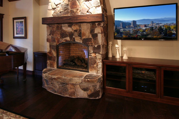 Beautiful stone fireplace Transitional Living Room Seattle by