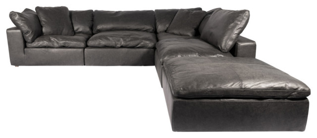 Clay Dream Modular Sectional Nubuck, Black Leather Sectional With Chaise